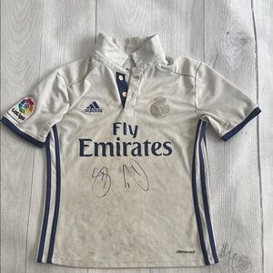 Adidas White and Blue Performance Soccer Jersey